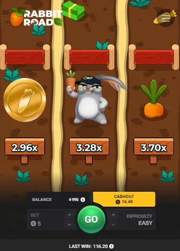 Rabbit Road UK gameplay screenshot with traffic, rivers, and obstacles